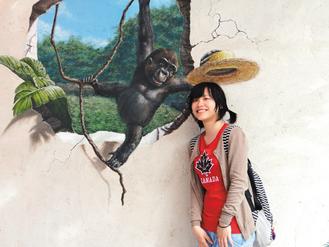 臺(tái)北動(dòng)物園設(shè)計(jì)3D壁畫游人可跟金剛猩猩合照